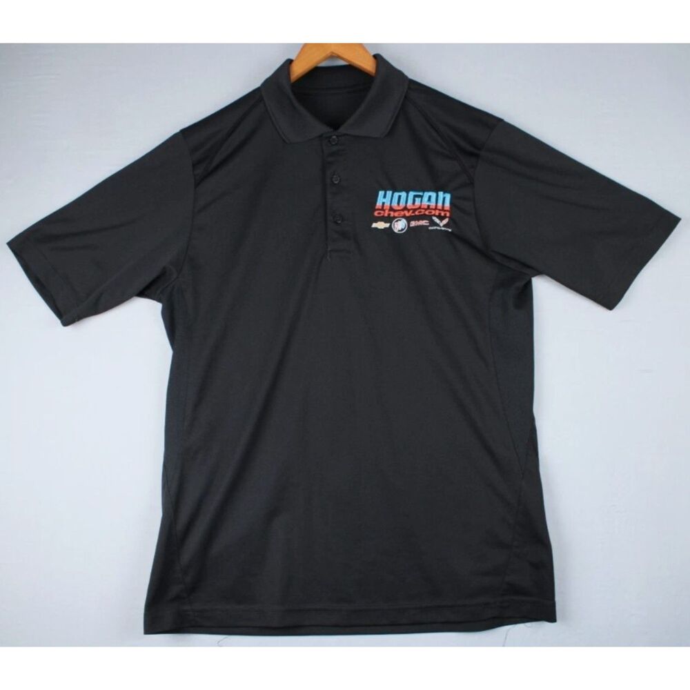 Hogan Chev Solid Black Short Sleeve Polo Corvette Chevrolet GMC Buick Logo Shirt